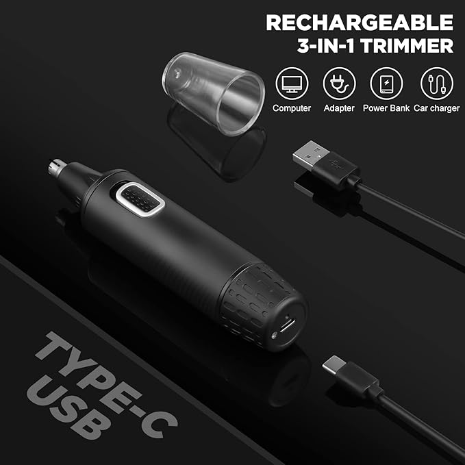 AREYZIN Nose Hair Trimmer 3-in-1 Versatile Rechargeable Ear and Nose Trimmer for Men&Women Painless Electric Shaver Grooming Kit for Ear Beard Facial Pubic Hair Wet Dry Use-Velvo Beauty
