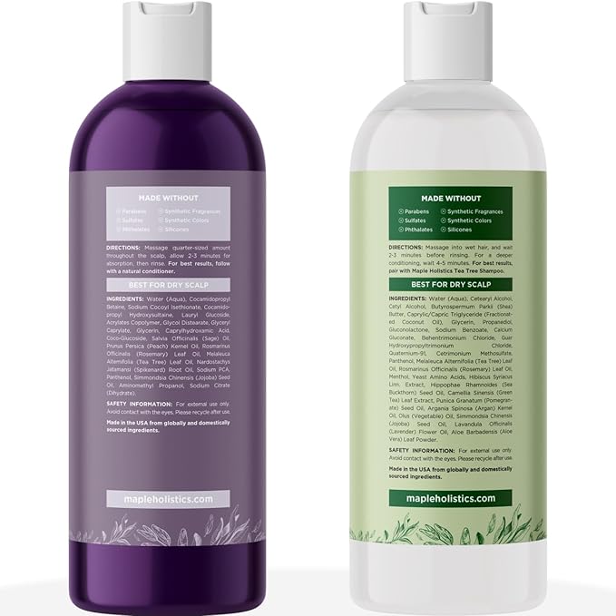 Sulfate Free Shampoo and Conditioner Set - Tea Tree Sage and Rosemary Shampoo and Conditioner for Dry Flaky Scalp Care - Deep Cleansing Color Safe Shampoo and Conditioner for Damaged Dry Hair Care-Velvo Beauty