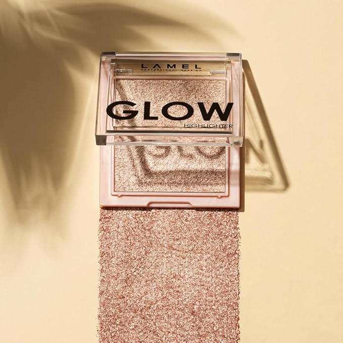 LAMEL Glow Highlighter: Face Make Up & Contour Palette in Deep, Vibrant Colors - Natural Shimmer - Compact Size & Perfect for Travel - Cruelty Free - 3.8gr/0.13 oz 402 (Sun)-Velvo Beauty