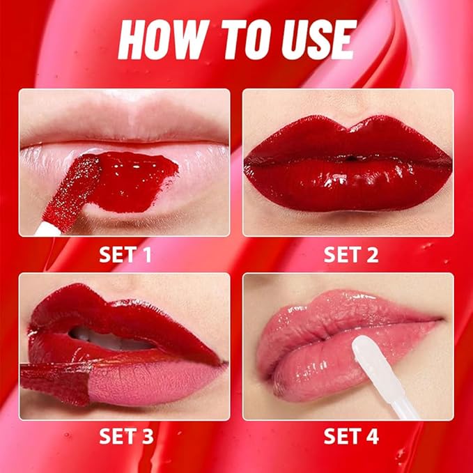 2Pcs Lip Stain Peel Off Lip Gloss oil Dual-Ended Combo, Lips Liner Stain Peel Off Masque, Long Lasting & Waterproof, Transfer-Proof Lip Tint Stain with Lip oil for All Skin Type 02#+03#-Velvo Beauty