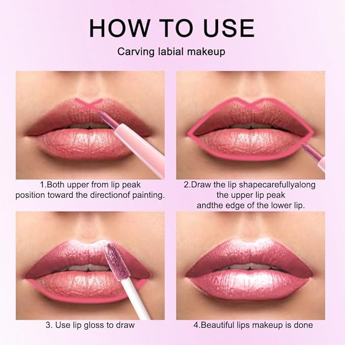evpct Warm Pink Metallic Glitter Lip Liner and Lipstick Combo Lip Gloss Stain Set Makeup for Women Long Lasting Waterproof 24, Baby Pink Metallic Shimmer Frosted Iridescent Glossy Liquid Lipstick 12-Velvo Beauty