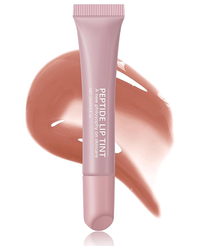 Tinted Lip Balm-1Pcs Rose Gray Peptide Hydrating Lip Tint Moisturizer,Jelly Glossier Lip Treatment Balm,Non-Stick Lip Care Glow Reviver Lip Oil, Yummy Glowy Lip Gloss, Thanksgiving Makeup for Women-02-Velvo Beauty
