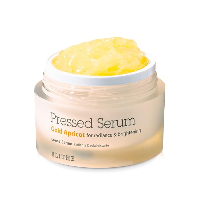 BLITHE Pressed Serum Gold Apricot Glass Skin Korean Skincare Moisturizer/Serum - Niacinamide Serum for Natural Glow & Radiance, Face Serum for Women 1.68 Fl Oz-Velvo Beauty