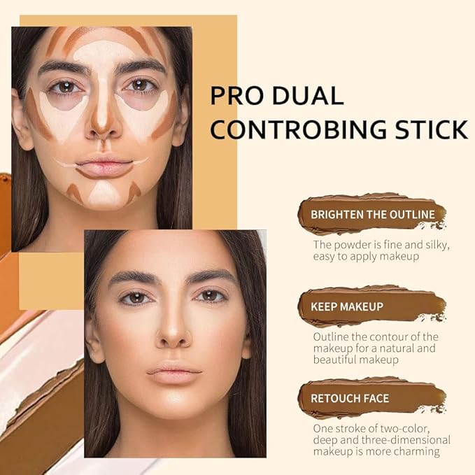 evpct 4 Colors Cream Contour Stick Makeup Kit Set Concealer Bronzer Stick Cream Contour Palette Contour Contouring Makeup Kit for Beginner Liquid Face Highlighter Makeup Stick contorno maquillaje 1+3-Velvo Beauty