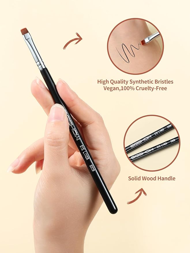 EIGSHOW Flat Eyeliner Brush, Professional Precise Eyebrow Concealer Brush for Sharp Defined, Eye Liner Application with Gel Liquid Cream Powder (E808)-Velvo Beauty