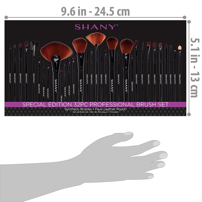 SHANY Makeup Brushes Premium Synthetic Foundation Powder Concealers Eye Shadows Cosmetics Brush Set with Faux Leather Pouch and Instruction sheet, 32 Count-Velvo Beauty
