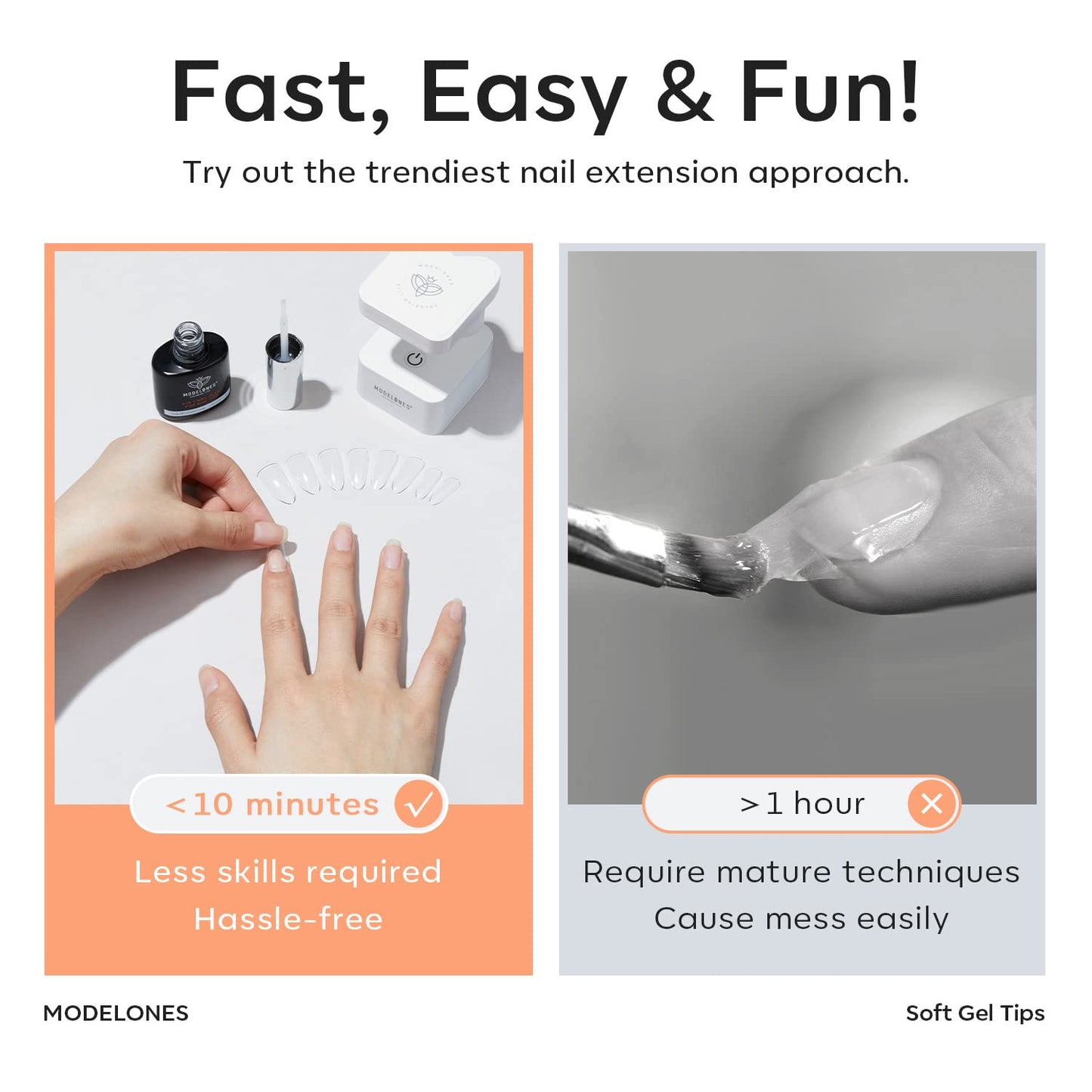 Modelones Short Coffin Nail Tips - 500Pcs Fake Nails Gel Tips Half Matte Full Cover No Filed Stronger Press on for Manicure Extension Art DIY Salon 10 Sizes-Velvo Beauty