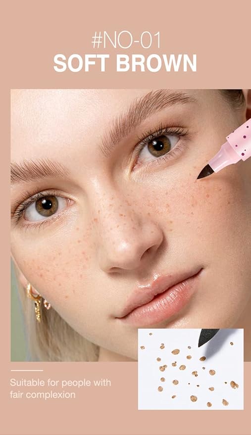 Freckle Pen Faux Freckle Pen Colour Pop Freckle Pen Supernaturally Realistic Freckles Makeup Brush Fantastic Freckles Pen Long-lasting Waterproof Soft-point Absorbent Pen For a Natural and Easy Makeup Look (Double)-Velvo Beauty
