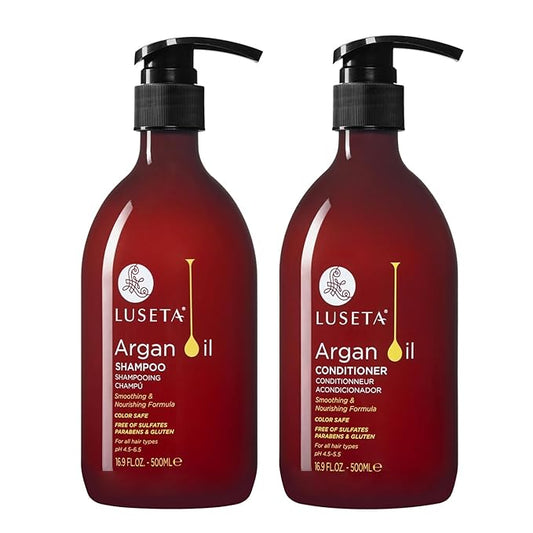 Luseta Argan Oil Shampoo and Conditioner Set Thickening for Thin & Dry Hair Smoothing & Nourishing Anti- Frizz for All Hair Types Sulfate Free for Men and Women 2 x16.9Fl Oz-Velvo Beauty