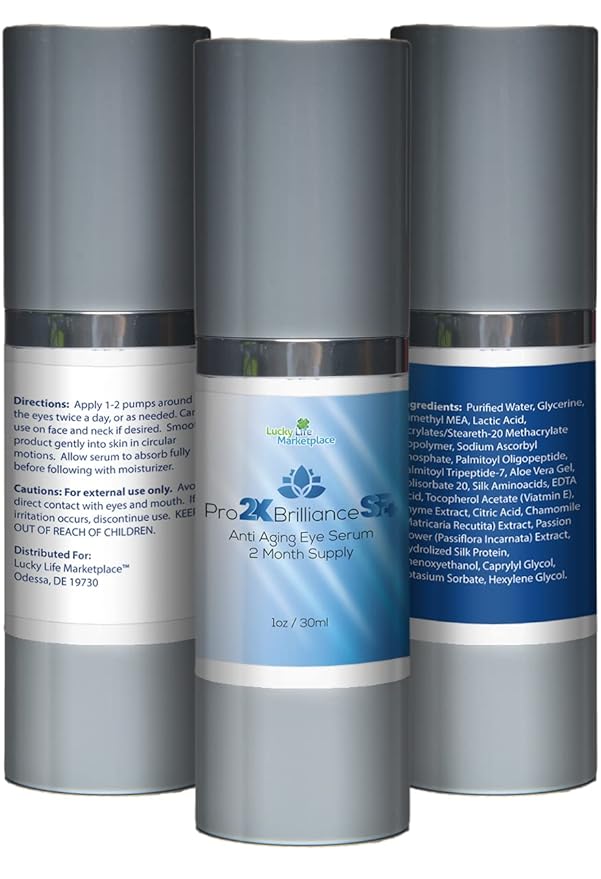 Pro 2x Brilliance SF + Serum - Anti Aging Eye Serum - 2 Month Supply - Rapidly Reduce Appearance of Dark Circles & Puffiness - Exfoliating Vitamin C Serum to Rejuvenate Skin - Aid Skin Cell Renewal-Velvo Beauty