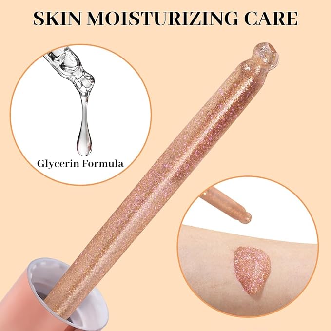 UCANBE Hydrating Body Glitter Dewy Highlighter Makeup Luminizer Drops Body Shimmer Liquid Face Glow Sparkles for Women Gifts (Rose Gold - 03)-Velvo Beauty