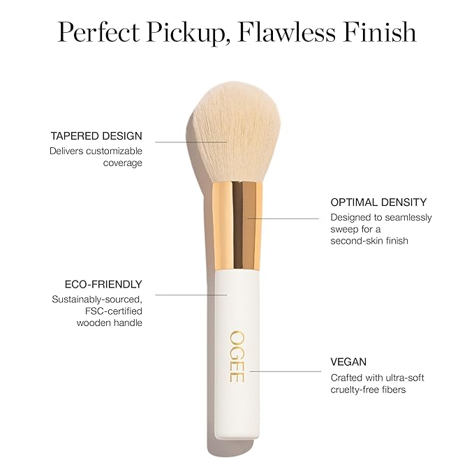 Ogee Powder Brush - Professional Quality Makeup Brush - Ultra-Soft Powder Setting Brush with Vegan Fibers for Flawless Application-Velvo Beauty
