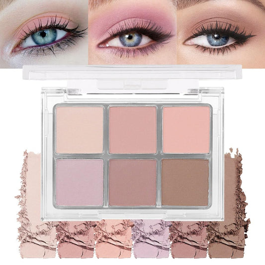 6Colors Glitter Matte Eyeshadow Palette, Natural Nude Brown Purple Coffee Shimmer Sparkly Eye Shadow Makeup, Warm Pastel Eyeshadows Palette, Long Lasting, Natural-Looking Women Girls Eye Shadow 01-Velvo Beauty