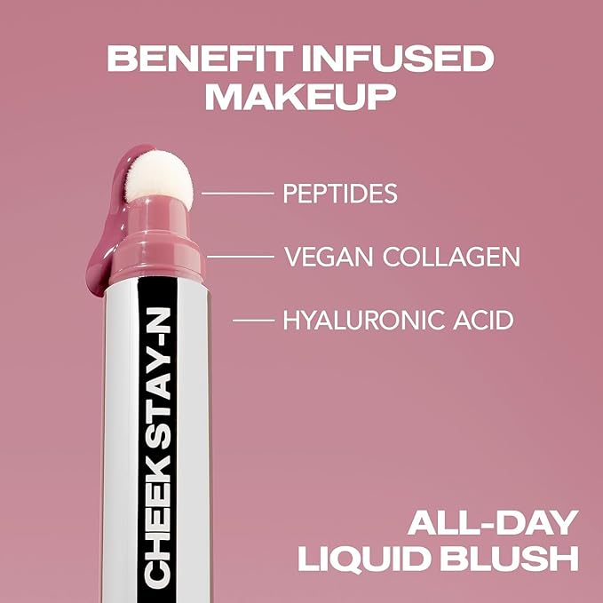 Sacheu Cheek STAY-N Liquid Blush for Cheeks — High Pigment, Buildable, Lightweight Cream Blush Infused With Squalane, for Dewy Radiant Flushed Cheeks — Long-lasting & Cruelty Free, Pretty in Pink Duo-Velvo Beauty