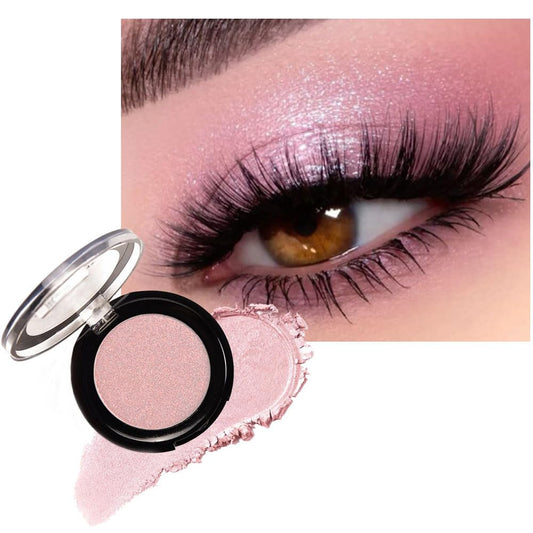 Monochrome Powder Eyeshadow Palette Makeup,Pink Natural Neutral Single Shimmer Eye Shadow for Older Women,Sparkly Eye Finish,Long Lasting Naturing-Looking-Velvo Beauty