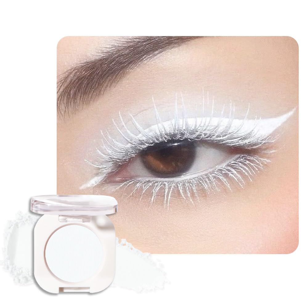 White Matte Eyeshadow Palette for Women, Single Monochrome Eye Shadow Makeup, Shiny Pressed Powder, Blendable Natural sombras para ojos, Holographic,Vegan,Travel -26-Velvo Beauty