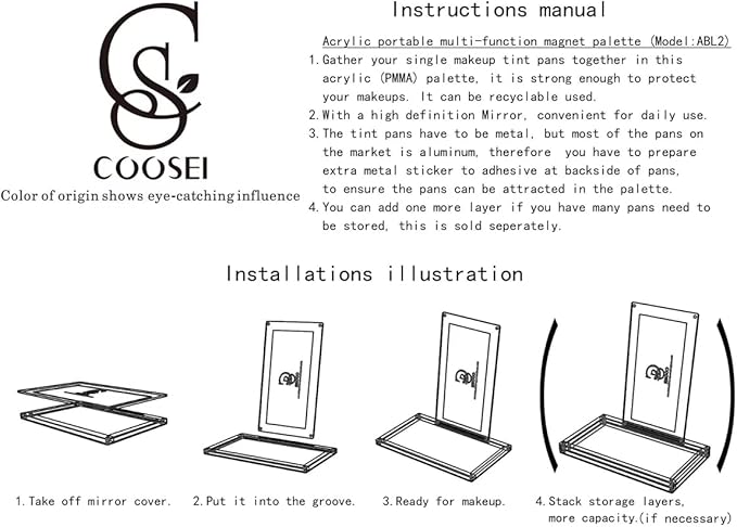 Acrylic empty Magnetic Eyeshadow Palette Makeup Palette empty with glass mirror DIY depotting palette for Eyeshadow dABL2-1(1 layer))-Velvo Beauty