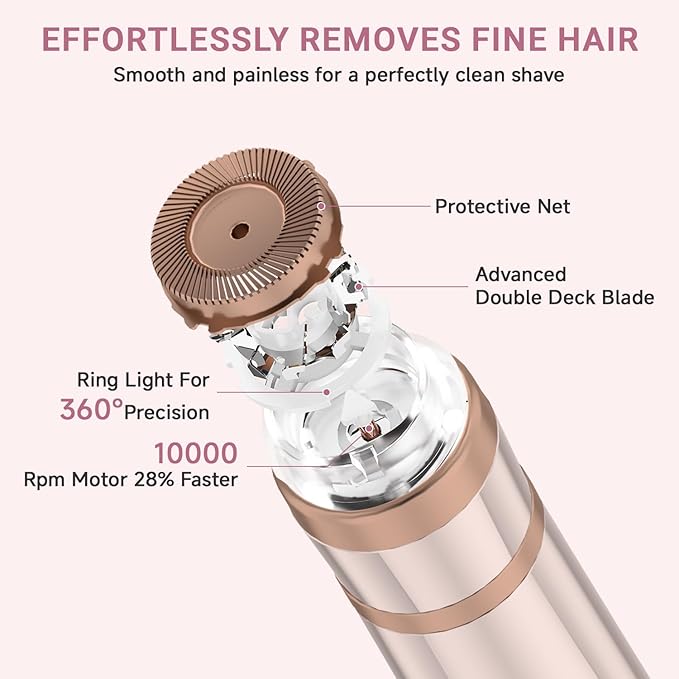 Electric Eyebrow Trimmer, 3 in 1 Facial Hair Remover for Women, Waterproof Rechargeable Hair Shaver for Face Eyebrow Leg Bikini Nose, Painless Facial Razor Epilators with 3 Guide Combs-Velvo Beauty