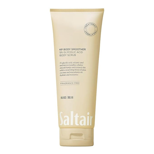 Saltair KP Body Scrub. 5% Glycolic Acid Treatment with Volcanic Sand and Plant Moisturizers. Fragrance-Free Physical Chemical Exfoliator. Exfoliating Body Scrubber for Rough Bumpy Skin, 10oz.-Velvo Beauty