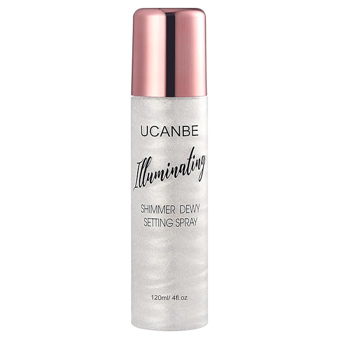 UCANBE Shimmer Dewy Setting Spray – Glowing + Makeup Setting Spray 2 in 1 Lightweight Formula for a Radiant Glow,Long-Lasting Face Mist for Face Body, 4 Fl Oz #Silver-Velvo Beauty