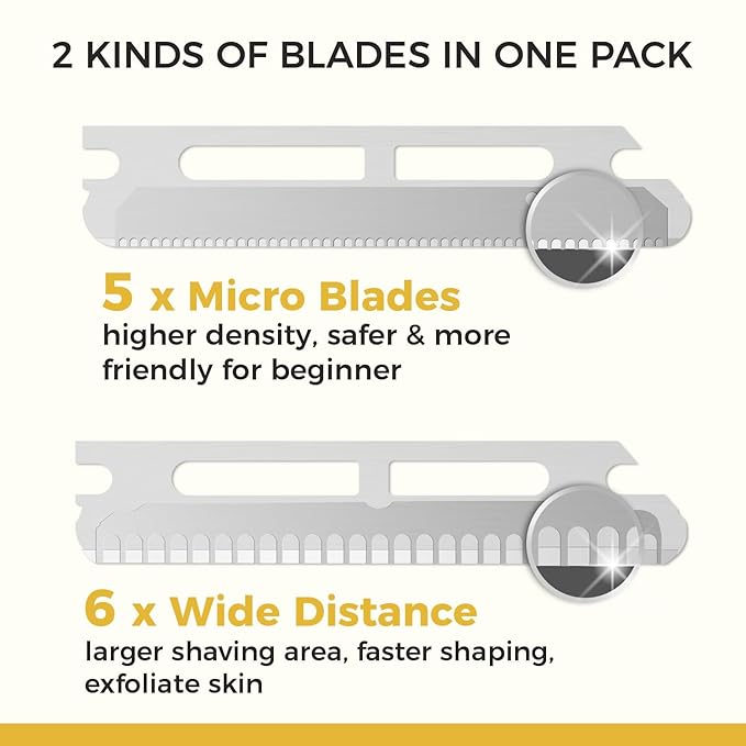 ZOMCHI Dermaplane Razor with 11 Blades for Women & Men, Eyebrow Trimmer with Protective Silicone Cap, Face Razor for Hair Removal - Matte Gold-Velvo Beauty