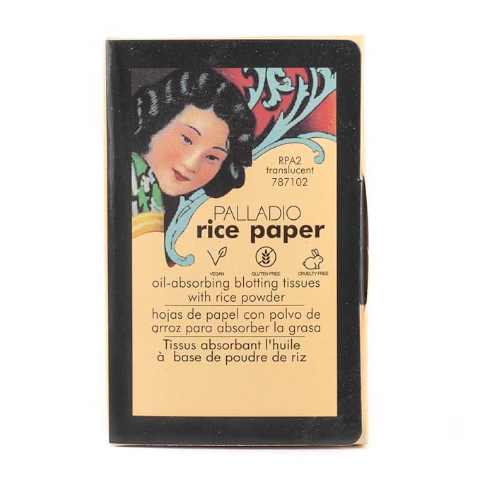 Palladio Rice Paper Facial Tissues for Oily Skin, Face Blotting Sheets Made from Natural Rice, Oil Absorbing Paper with Rice Powder, 2 Sided, Instant Results, Translucent, 40 Count, Pack of 1-Velvo Beauty