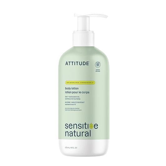 ATTITUDE Body Lotion for Sensitive Skin with Oat, EWG Verified, Dermatologically Tested, Vegan, Avocado Oil, 16 Fl Oz-Velvo Beauty