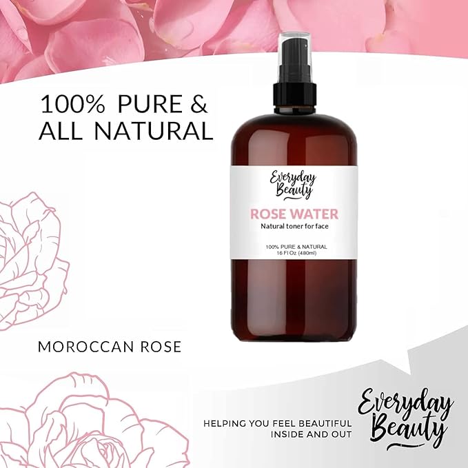 Rose Water Facial Toner - 16oz Bulk Alcohol-Free Vegan All Natural Refreshing for Face and Hair - Uplifts, Calming & Soothing for All Skin Types-Velvo Beauty