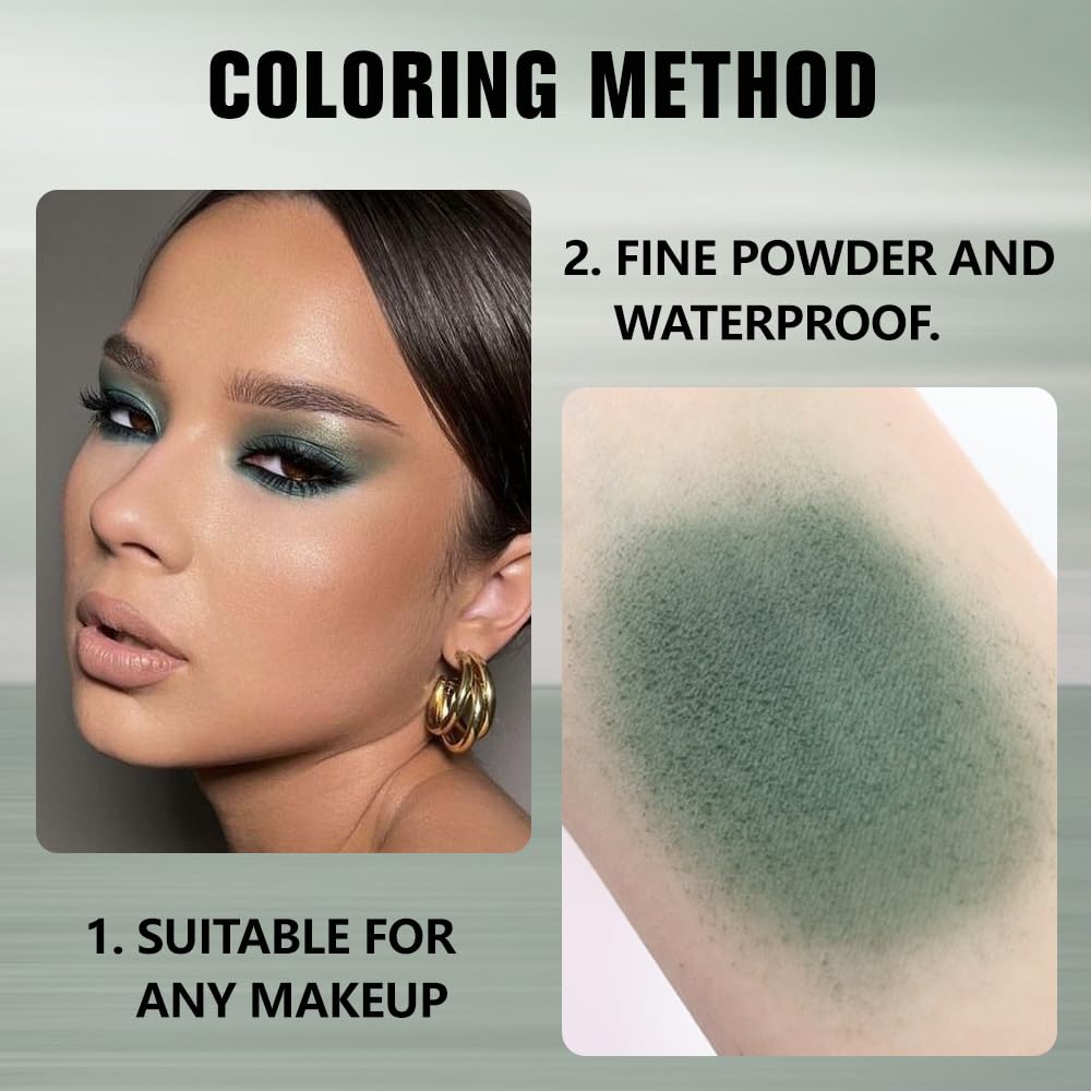 Buildable Matte Eyeshadow Makeup Palette Single - Forest Green Shades | Creamy Pressed Powder for Easy Blending | Mini Travel Palette for Women | Everyday Natural Eye Makeup-Velvo Beauty
