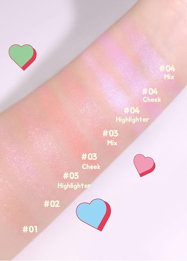 COLORGRAM Milk Bling Heartlighter 02 Pink Heart | Silky Smooth Versatile Creamy Highlighter with Shimmery Finish, Soft and Natural Glow Perfect for Daily Makeup-Velvo Beauty
