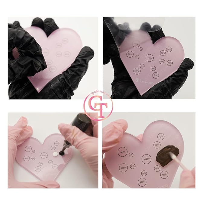 TgoBeauty Acrylic Mix Heart Palette Permanent Makeup Ink Color Ratio Tool Heart Pink Cosmetic Makeup Palette for Eyebrow Lip Nail Art Makeup (Pink)-Velvo Beauty