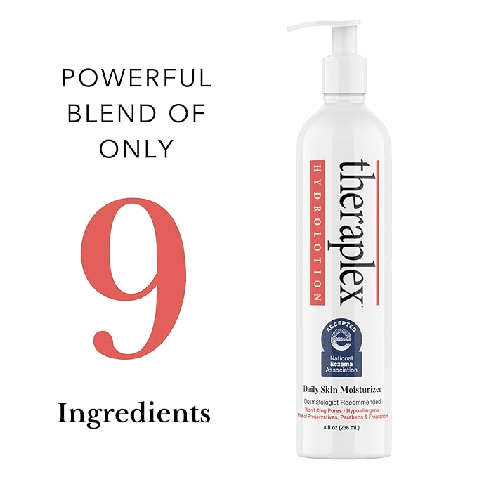 Theraplex Hydro Lotion (8 oz) - No Parabens or Preservatives, Noncomedogenic, and Hypoallergenic, Fragrance-Free, Dermatologist recommended - National Eczema Association Seal of Approval-Velvo Beauty