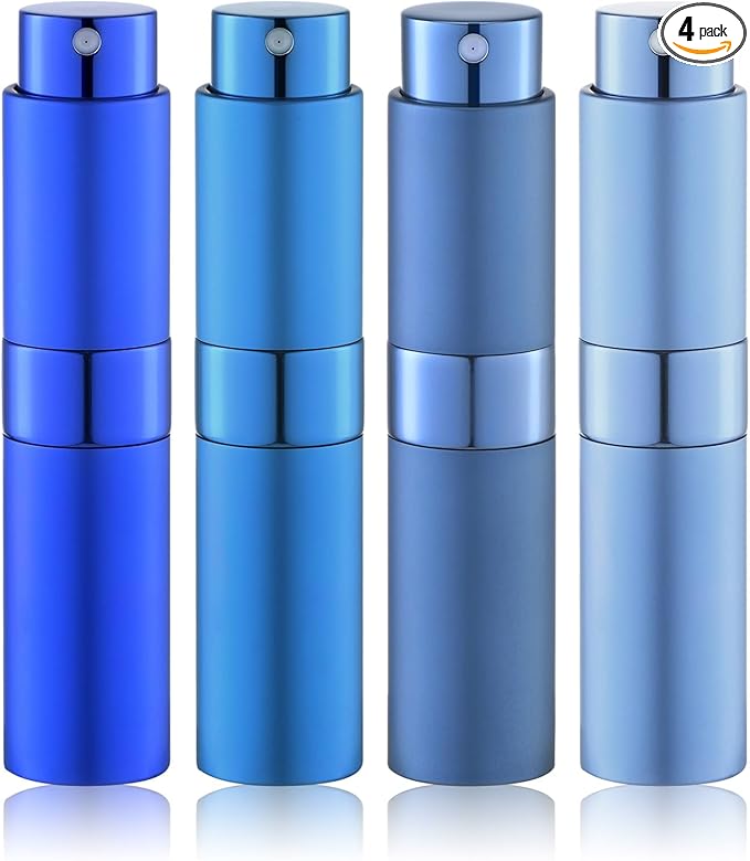 Travel Perfume Bottle Refillable - Cologne Spray Atomizer Mini - Small Travel Size Sprayer Empty for Refill Sample Container - Portable Fragrance Decant Dispenser for Men Women 8ml 4PCS Blue-Velvo Beauty