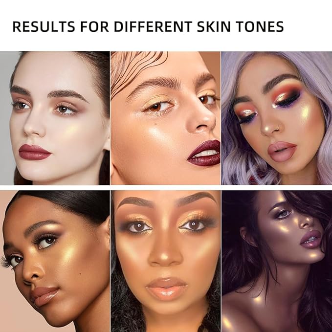 ELESSY Highlighter Makeup Palette,Highlighter Palette Long Lasting Face illuminator Makeup Palette Shimmer Highlighter Powder Suit All Skin Tones-TWILIGHT GLOW-Velvo Beauty