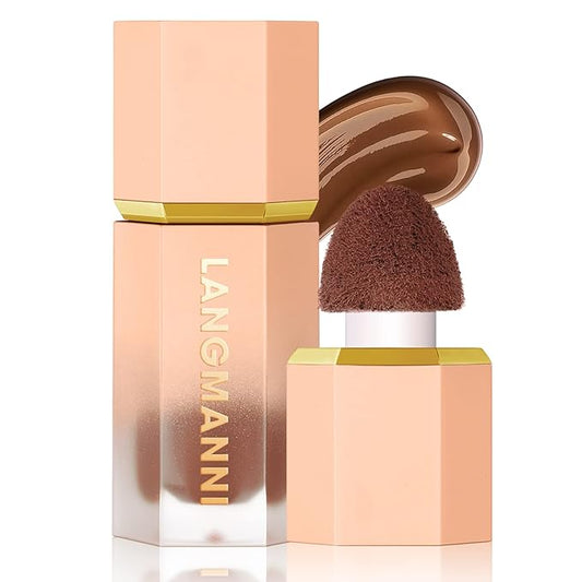 URQT Highly Pigmented Liquid Contour - Built-in Sponge Tip Sculpted Complexion Wand Contour Long Lasting Natural Weightless Buildable Highlighters Contour Contouring Bronzer (#103 CAMEL SUEDE)-Velvo Beauty