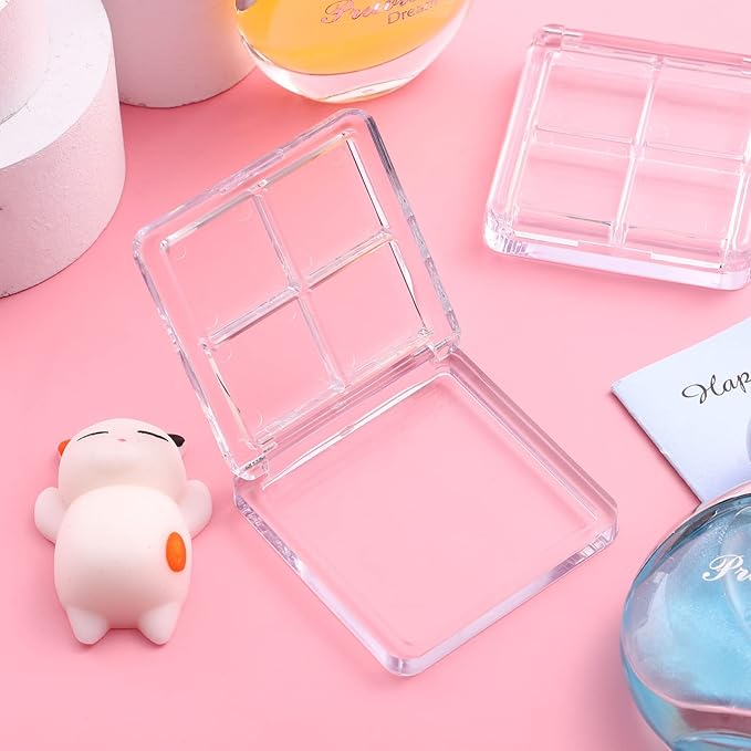 Beaupretty 4 Pieces Empty Eyeshadow Pallet 4 Grids Eye Shadow Lipstick Storage Case Box Clear Makeup DIY Cosmetic Organizer Container-Velvo Beauty