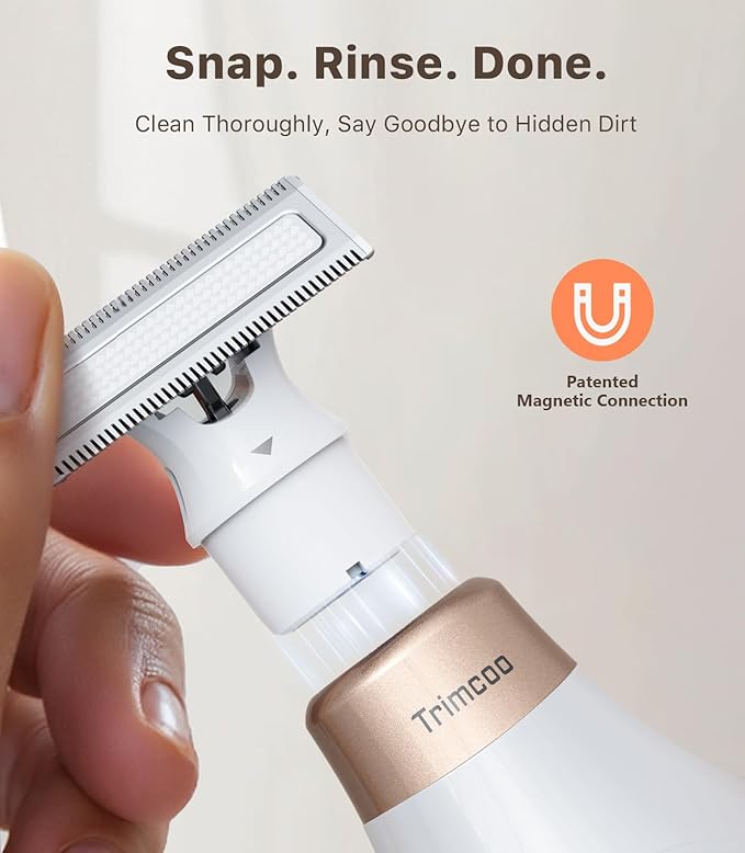 Mini Bikini Trimmer for Women - Intimate Pubic Hair Removal, Electric Body Groomer, Small Portable Wet/Dry Shaver, Magnetic Blade, USB-C Rechargeable with Travel Case, Easy to Clean (White)-Velvo Beauty