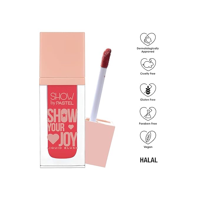 Show Your Joy Liquid Blush 56 | Orange | Dewy Finish | Natural Looking | Clean Beauty | Moisturize The Skin Up to 24 Hours | Cruelty-Free | Natural and Fresh Looking | 0.141 fl.oz.-Velvo Beauty