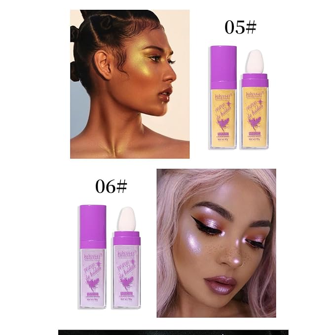 Highlighter Makeup Stick - Patting Powder, Body Glitter Fairy Dust Glitter Fairy Makeup Powder Stick Patting Powder Glitter Contour Blush Powder Face Brightens for Face Body Hair Makeup Kit - 3 PCS(b)-Velvo Beauty