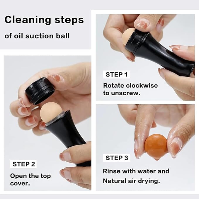 Oil-Absorbing Volcanic Face Roller set with blotting paper and 2PC Replaceable Volcanic Balls,Reusable Portable Oily Skin Control Roller, Instant Results Remove Excess Shine Rolling (White Set)-Velvo Beauty