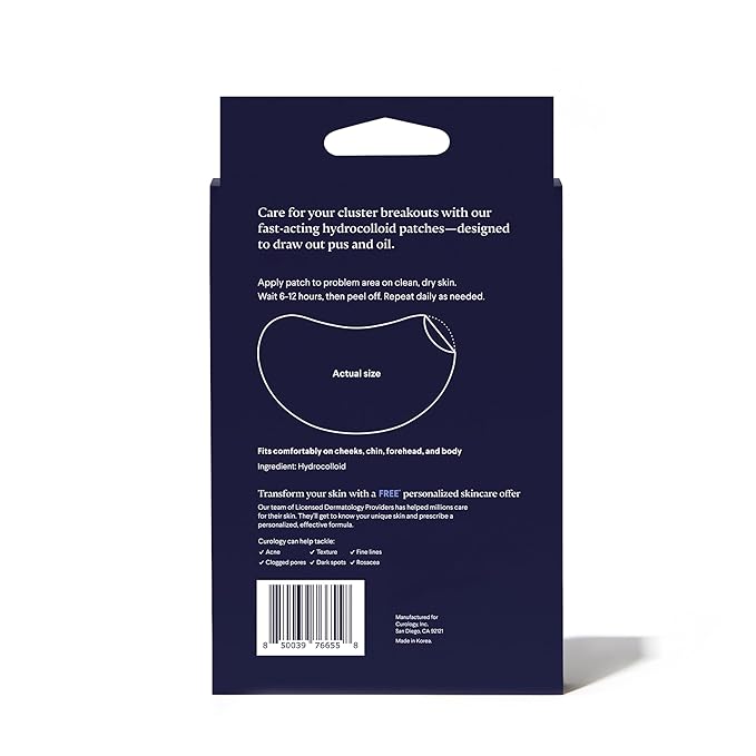 Curology Emergency Spot Patch Clusters for Breakouts, Fast Acting Large Hydrocolloid Pimple Patches for Face, Oil Absorbing, 14 Count-Velvo Beauty