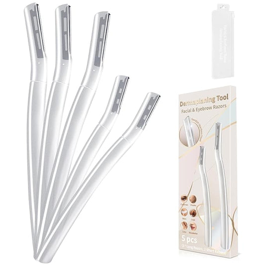Face Razors for Women, Dermaplane Razor for Women Face, Eyebrow Razor, Facial Razors, Dermaplaning Tool, Gentle Skin Exfoliation Microblades for Sensitive Skin, Peach Fuzz Remover, 5 Count-Velvo Beauty