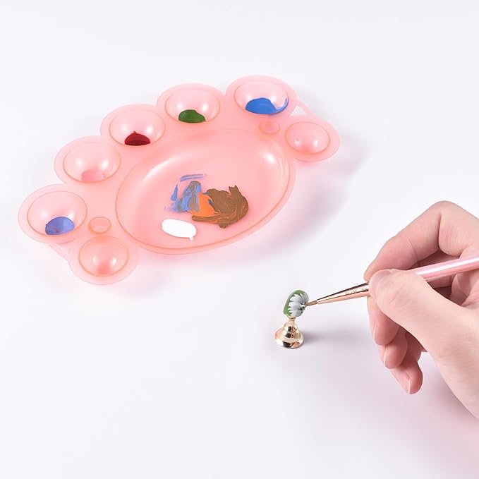 5Pcs ABS Makep Palette Nail Painting Palette with Stainless Steel Stirring Rod Nail Tool Set, Nail Art Polish Painting Mixed Color Palette-Velvo Beauty