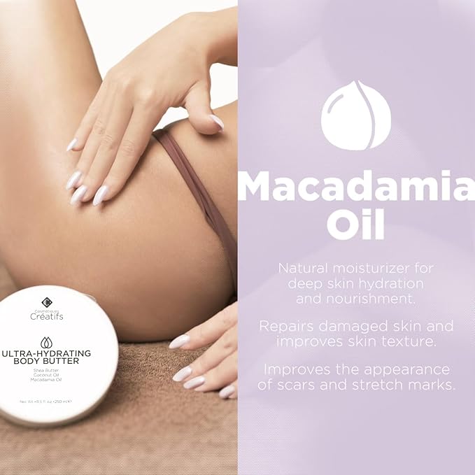 Ultra-Hydrating Body Butter with Shea Butter, 8.5 fl. oz., Salted Caramel and Macadamia Scent, Deep Moisturizing, Soothes, Repairs, and Nourishes Skin-Velvo Beauty