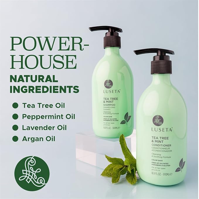 Luseta Tea Tree Mint Shampoo and Conditioner for Hair with Lavender, Tea Tree and Peppermint Oil Clarifying Shampoo and Conditioner, Sooth the scalp Fight Dandruff and Itchy for Women and Men-Velvo Beauty