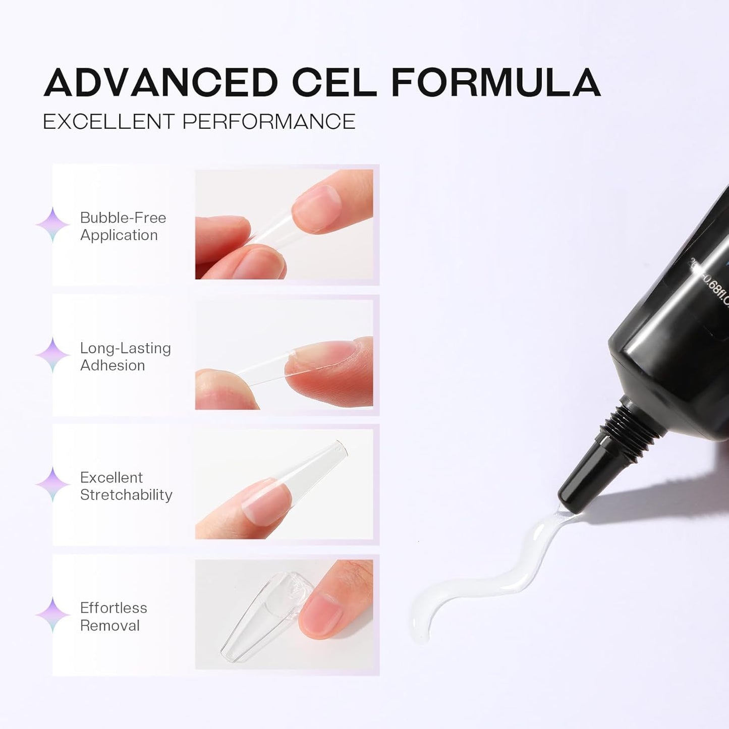 Soft Solid Nail Glue Gel: Clear Nail Gel for Press on Fake Nails Tips 20g for UV Cure Light Acrylic Builder Adhesive Gel Extension Strong Supplies-Velvo Beauty