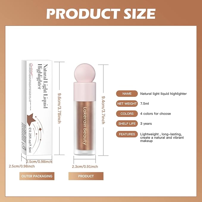 Erinde Liquid Highlighter Makeup, Face Highlighter Bronzer Makeup Stick, Natural Glossy Finish, Lightweight Blendable Silky Smooth Cream Face Illuminator Makeup, Cruelty-free, 04# CANDLELIGHT-Velvo Beauty