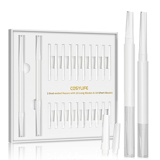 Dermaplaning Tool for Face Eyebrow Razor, Includes 2 Dual End Razors and 20 Blade Refills Exfoliating Face Razors for Women Facial Razor for Peach Fuzz and Eyebrow Starter Kit-Velvo Beauty