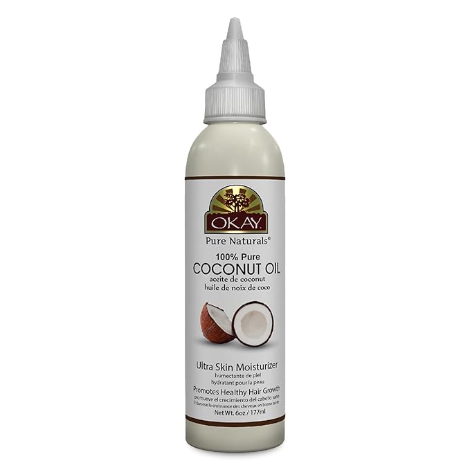 Okay 100% Pure Coconut Oil for Hair & Skin - Coconut Oil for Women & Men, Perfect for Body & Face, for Massage & Moisturizer, Natural - 6 Fl Oz Squeeze Bottle (Pack of 1)-Velvo Beauty