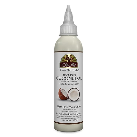 Okay 100% Pure Coconut Oil for Hair & Skin - Coconut Oil for Women & Men, Perfect for Body & Face, for Massage & Moisturizer, Natural - 6 Fl Oz Squeeze Bottle (Pack of 1)-Velvo Beauty